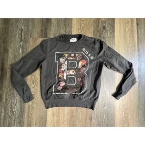 Cedar Wood State Sweatshirt Mens Size M Gray Floral Brooklyn Graphic Crewneck